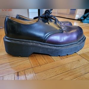 Purple and black Dr Martens platform Oxford shoe - Made in England